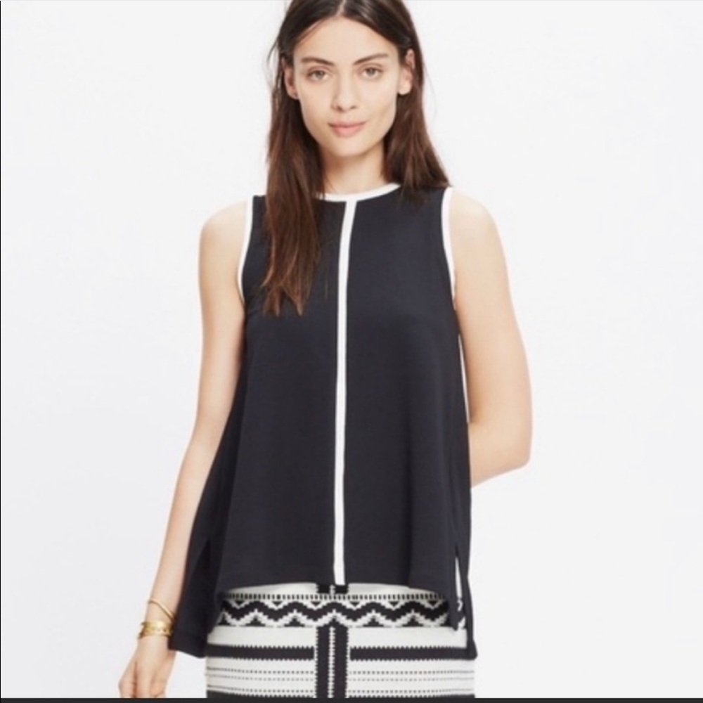 Madewell Black‎ Ivory Sleeveless Crepe Top XS